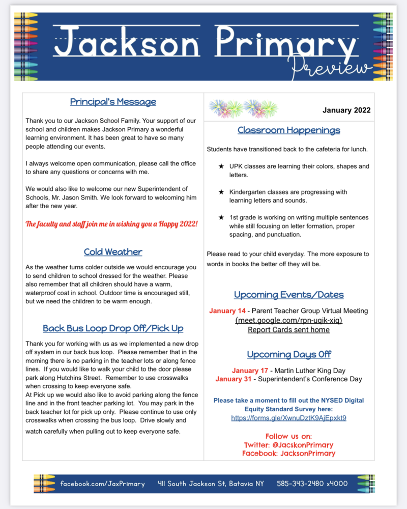 Jackson Primary January Newsletter