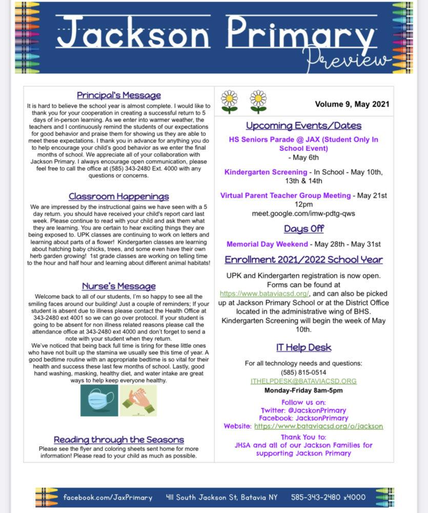 Jackson Primary May Newsletter