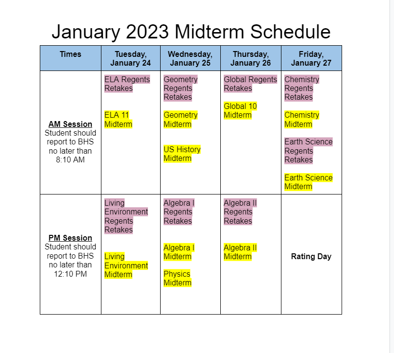 Midterm Schedule  2023